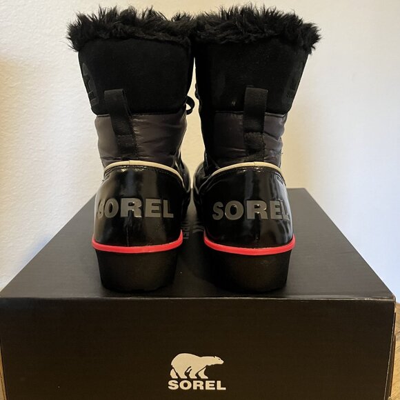 Sorel Tivoli Duck Snow Boot Women’s 8.5 Waterproof Winter Lace-Up- Black/HotPink - Picture 7 of 8